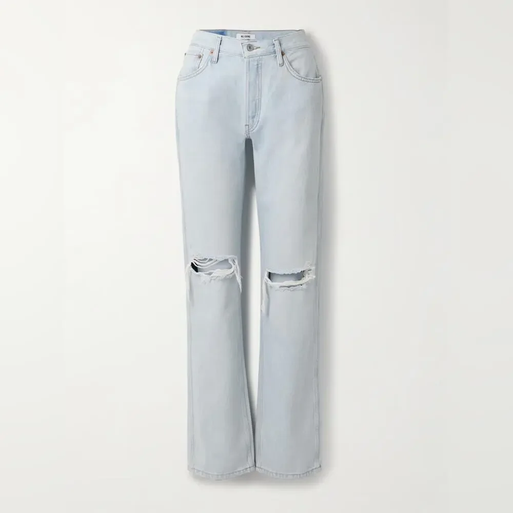 $295 Re/Done 90s High Rise Loose Bleach Destroy - 25